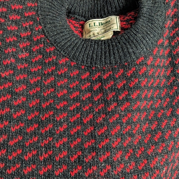 Vintage LL Bean Norwegian Wool Birdseye Sweater Fisherman Nordic Tall XL - Picture 8 of 8